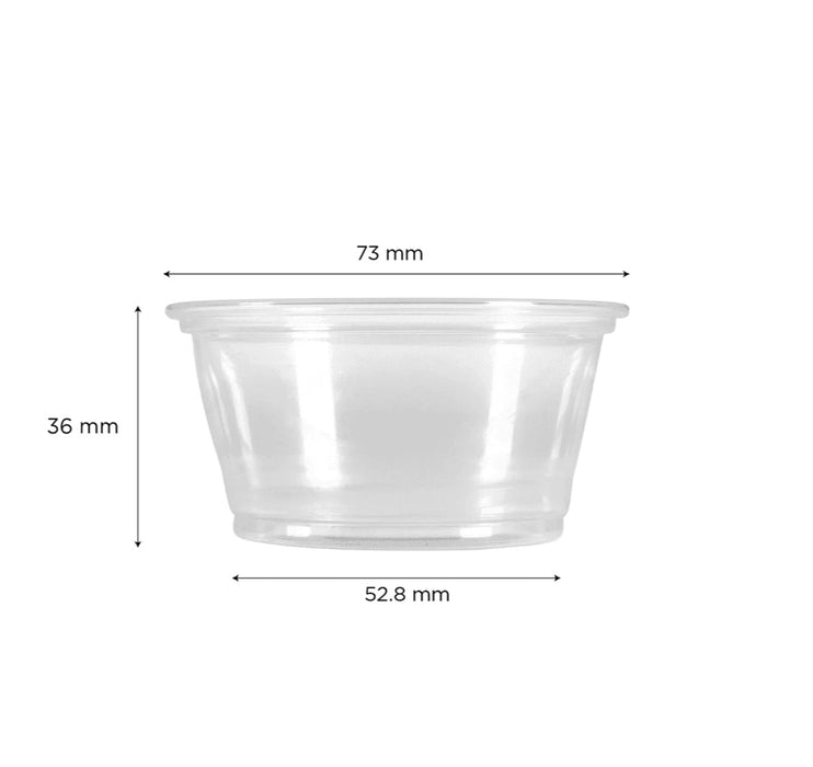 3.25 oz Portion Cups, PP Plastic,  Clear - 2,500 pcs