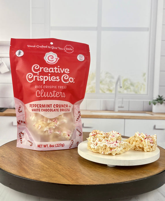"Clusters" Peppermint Crunch White Chocolate Drizzle Crispie Mix Clusters