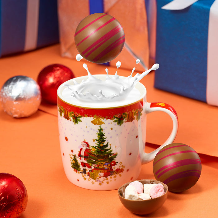 Hot Chocolate Bombs - Set of 6-3 Flavors of White, Fudge Brownie, Strawberry Chocolates - Delicious Cocoa Bombs Filled with Marshmallows - Classic Bomb Gift Set, Melting Marshmallow Delicious Gifts