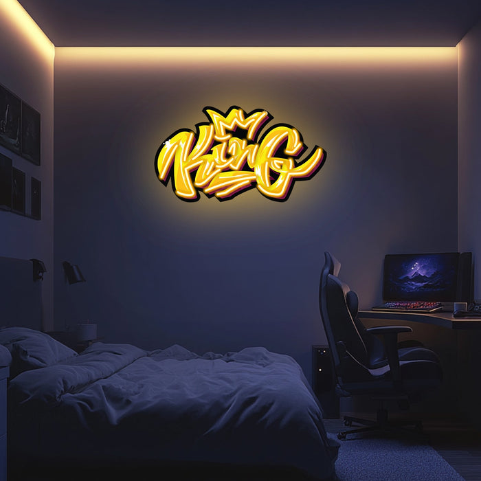UV Printed King Neon Wall Art- LV0021