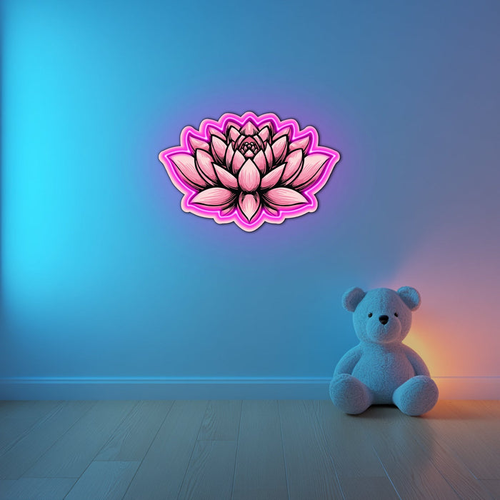 UV Printed Lotus  Neon Wall Art- LV0034
