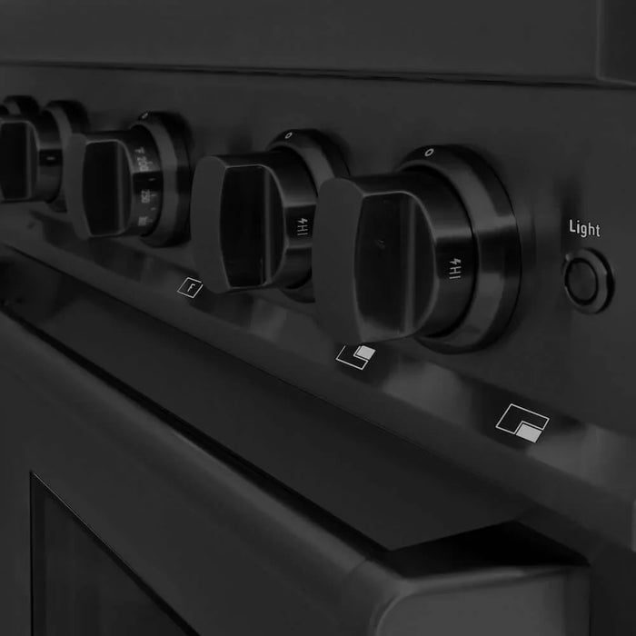 ZLINE 30" Dual Fuel Range, Gas Cooktop, Electric Convection Oven Black Stainless Steel, CDRB-30