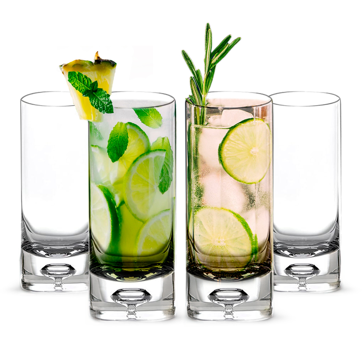 Crystal Bubble Base Collins Glass Highball Tumbler - Thumbnail 4