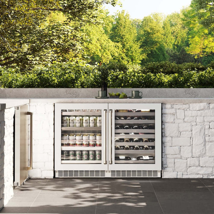 ZLINE 24" Touchstone Dual Zone 44 Bottle Wine Cooler White Matte Glass Door RWDO-WM-24