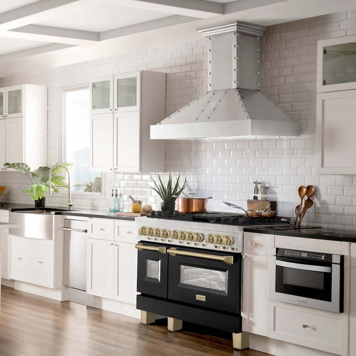 ZLINE 48" Autograph Dual Fuel Range, Black, Bronze, RAZ-BLM-48-CB