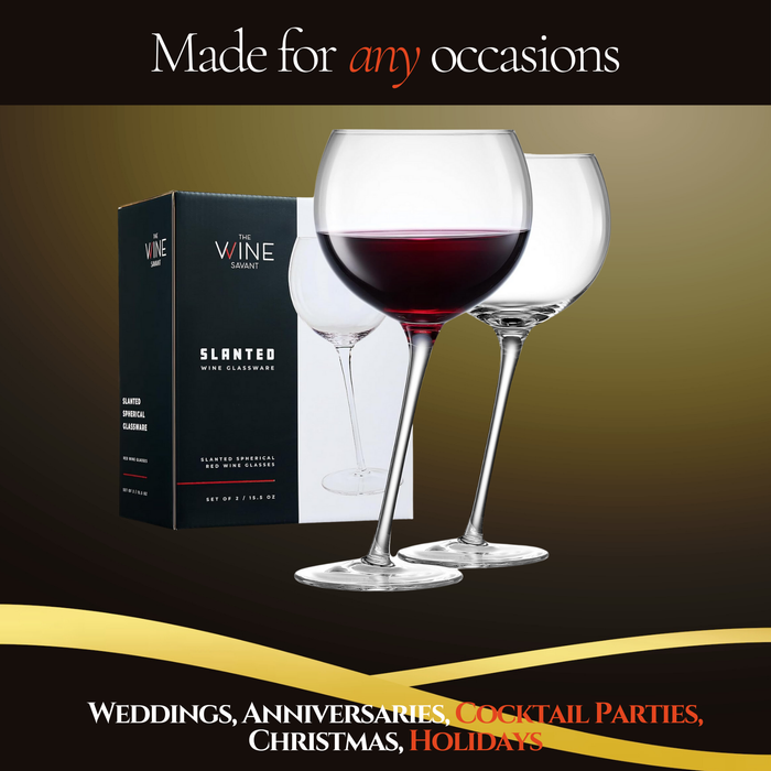 Tipsy Wine Glasses Set of 2 - 15.5OZ Unique Tilted Stemless Wine Glasses for Red or White Wine - Funny Novelty Drinkware for Parties, Bars, and Home Gift Idea - Lead-Free, Dishwasher Safe Glassware