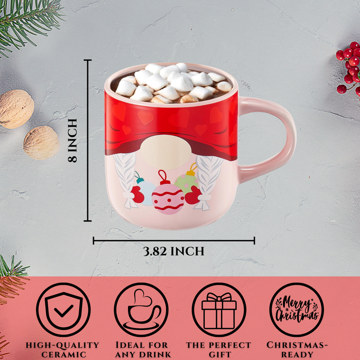Mug With Hot Cocoa Mix & Marshmallows - Delicious Double Hot Chocolate Mix Filled with Marshmallow - Kids Fun Gift Holiday Santa Elves Christmas, Ceramic Childrens Eggnog Festive Gifts, Red Elf Mug