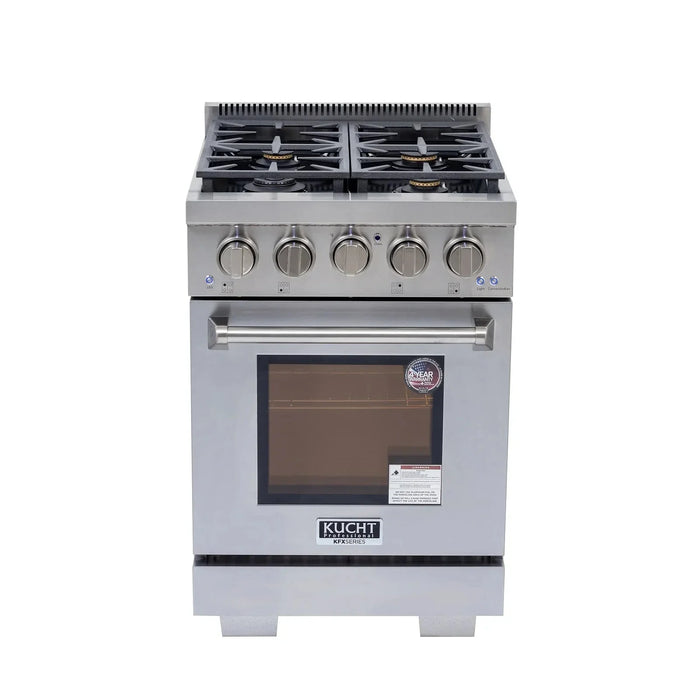 Kucht Professional 24" Gas Range Stainless Steel, True Simmer Burners, KFX2400X-S