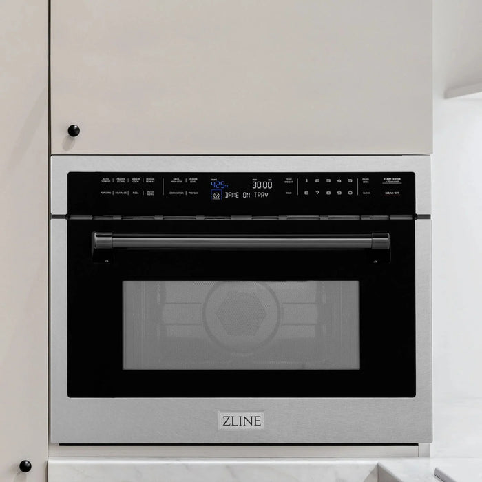 ZLINE 24” Convection Microwave, Stainless Steel, Black MWOZ-24-SS-MB