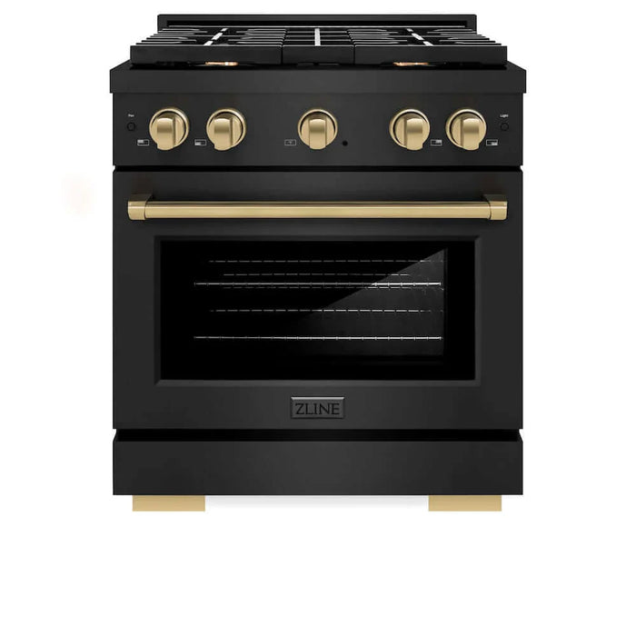 ZLINE 30"Gas Range, Convection Gas Oven, Black Champagne Bronze, SGRBZ-30-CB
