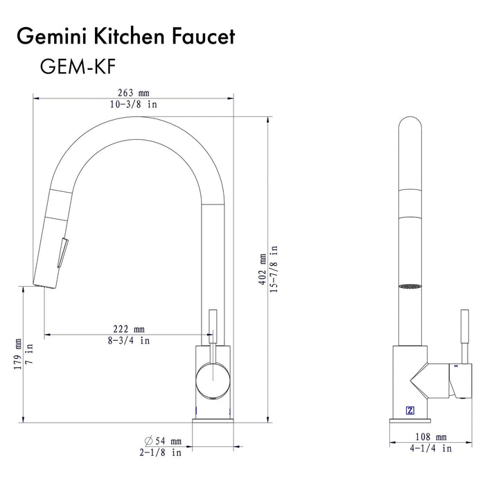 ZLINE Gemini Kitchen Faucet, GEM-KF-CB