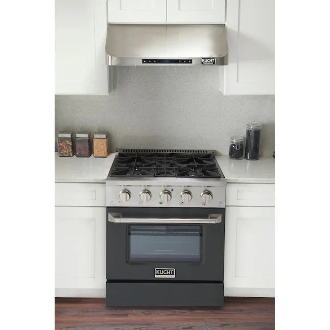 Kucht 30" Gas Range in Stainless Steel with Grey Oven Door, KNG301-GR