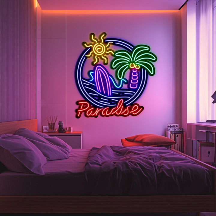 ネオン風 Paradise ライト オーダー可能　インテリア Paradise Metal Neon Wall Art- LN0012 — Specialty Food Source