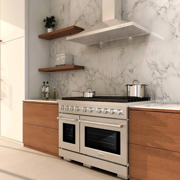 ZLINE 48"Paramount Dual Fuel Range DuraSnow® Stainless Steel SDRS-48