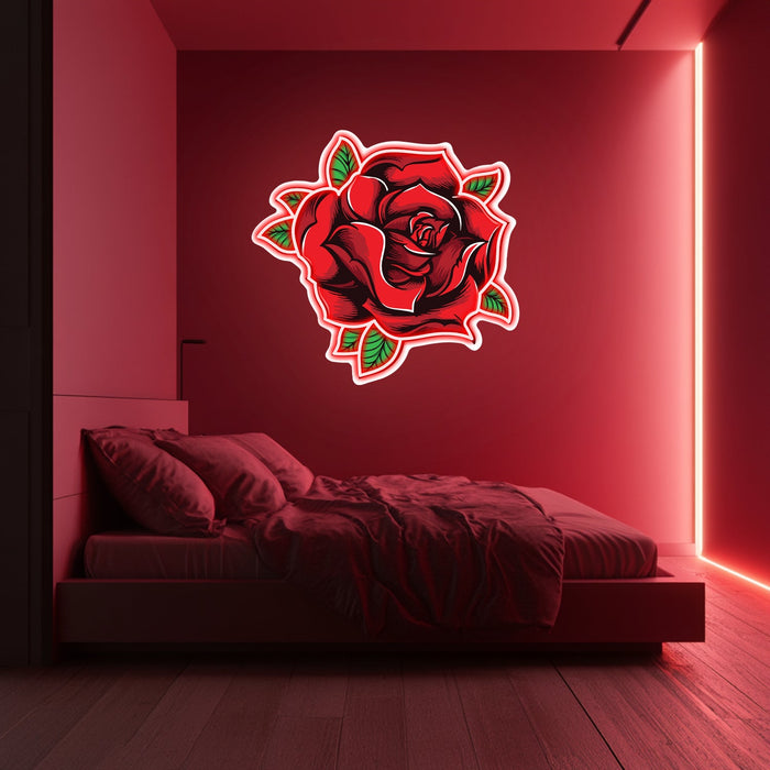 UV Printed Rose Neon Wall Art- LV0015
