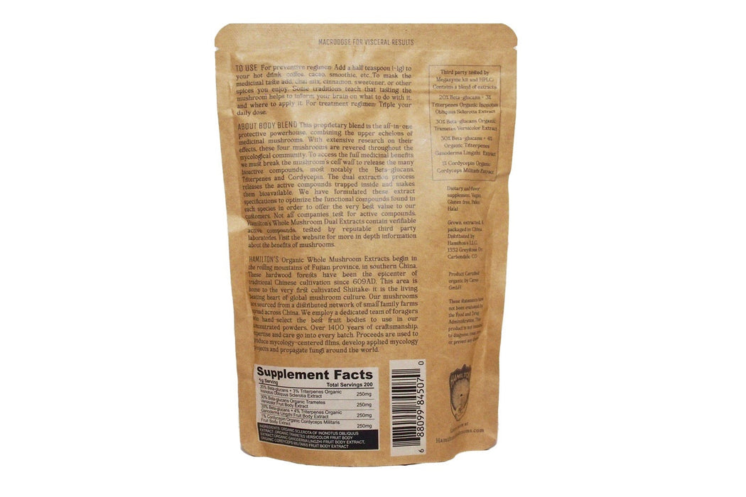 Hamilton’s Mushrooms Body Blend – Reishi, Chaga, Cordyceps & Turkey Tail Extract
