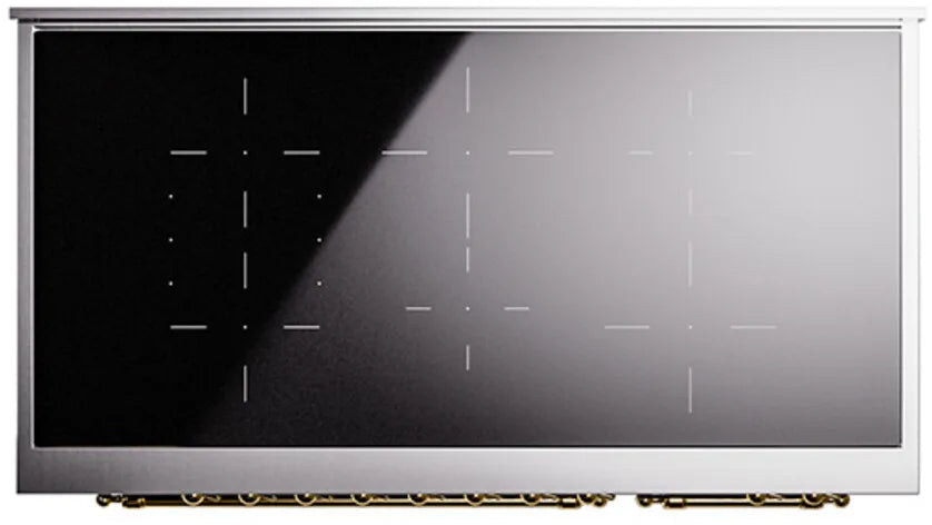 ILVE Nostalgie II 48 " Electric Range, Glossy Black, Brass Trim UPI486QNMPBKG