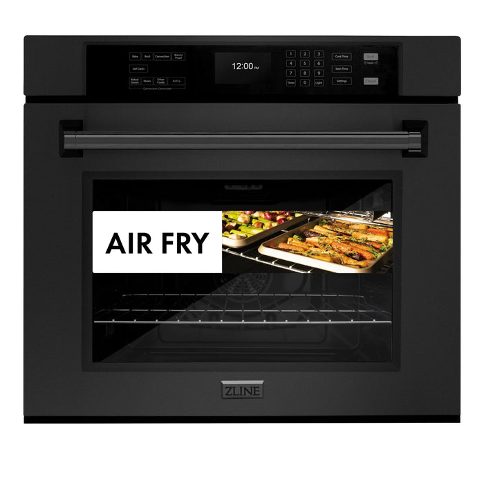 ZLINE 30 "Professional True Convection Single Wall Oven, Air Fry, Self Clean, Black Stainless Steel, WASB-30