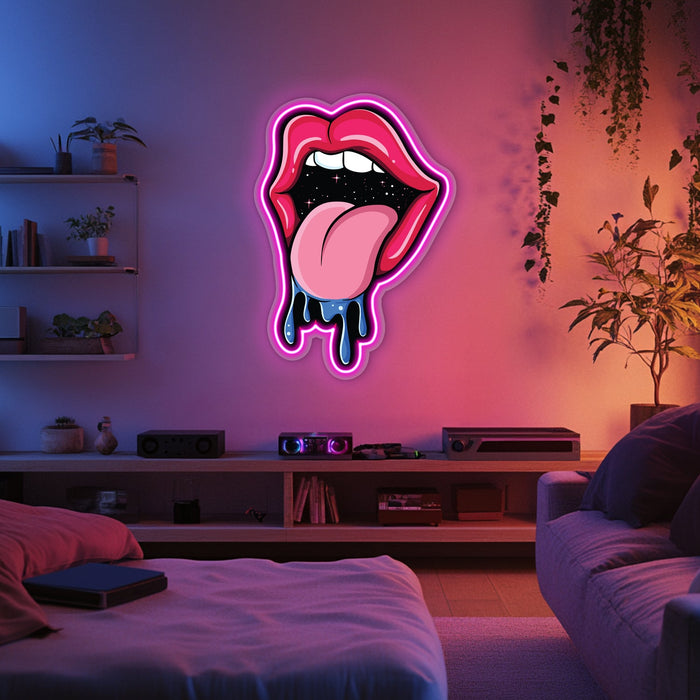 UV Printed Galactic Tongue  Neon Wall Art- LV0069