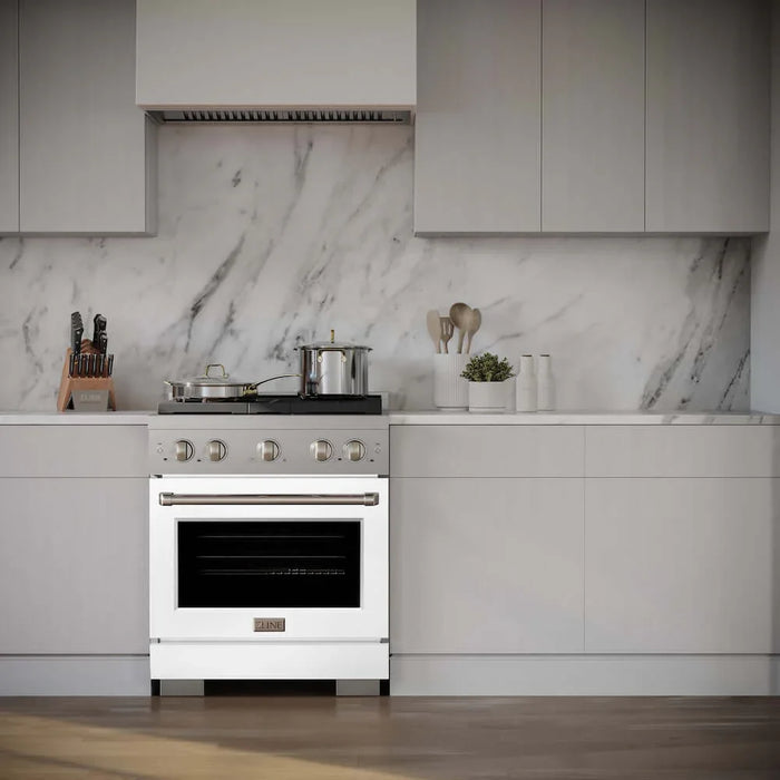 ZLINE 30 In. Gas Range, Stainless Steel, White Matte, SGR-WM-30
