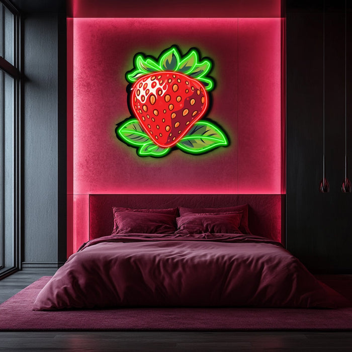 UV Printed Strawberry Neon Wall Art- LV0008