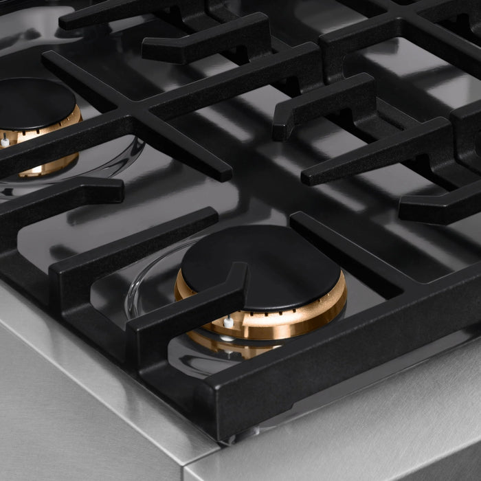 ZLINE 30" Paramount Gas Rangetop DuraSnow® Stainless Steel Brass Burners SRTS-BR-30