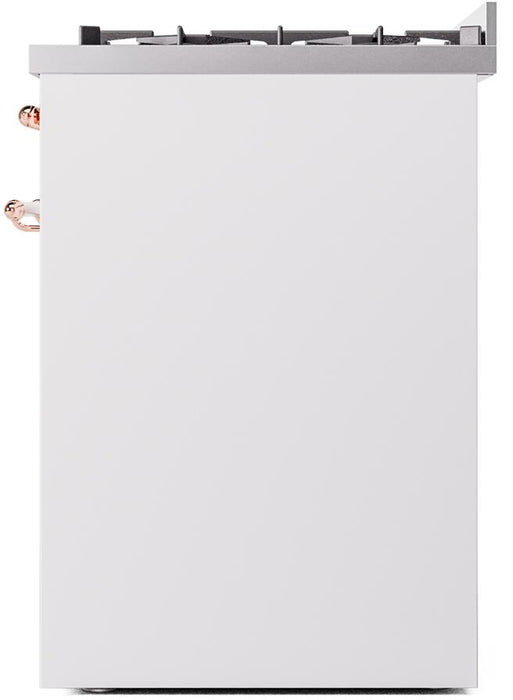 ILVE Nostalgie II 30" Dual Fuel Natural Gas Range, White, Copper Trim UP30NMPWHP