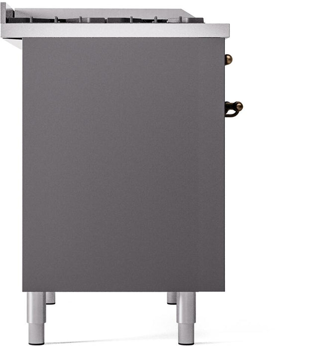 ILVE Nostalgie II 40" Dual Fuel Liquid Propane Range, Matte Graphite, Bronze Trim UPD40FNMPMGBLP