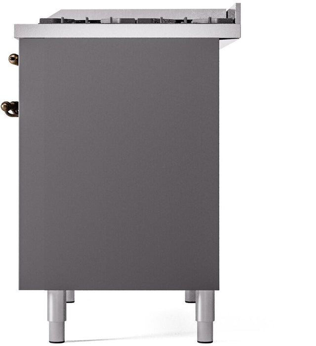 ILVE Nostalgie II 40" Dual Fuel Liquid Propane Range, Matte Graphite, Bronze Trim UPD40FNMPMGBLP