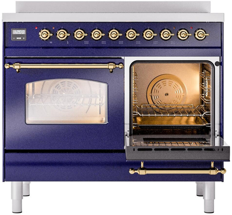 ILVE Nostalgie II 40" Electric Range, Blue, Brass Trim  UPDI406NMPMBG