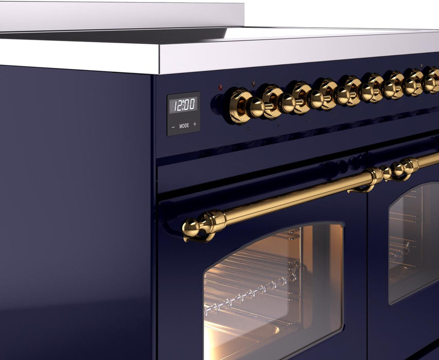 ILVE Nostalgie II 40" Electric Range, Blue, Brass Trim  UPDI406NMPMBG