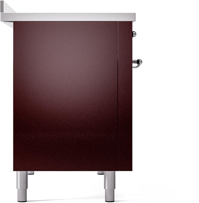 ILVE Nostalgie II 48" Electric Range, Burgundy, Chrome Trim UPI486NMPBUC