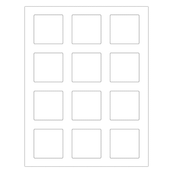 Square Laser Labels - 2" x 2": 300/Pack, 25 Sheets