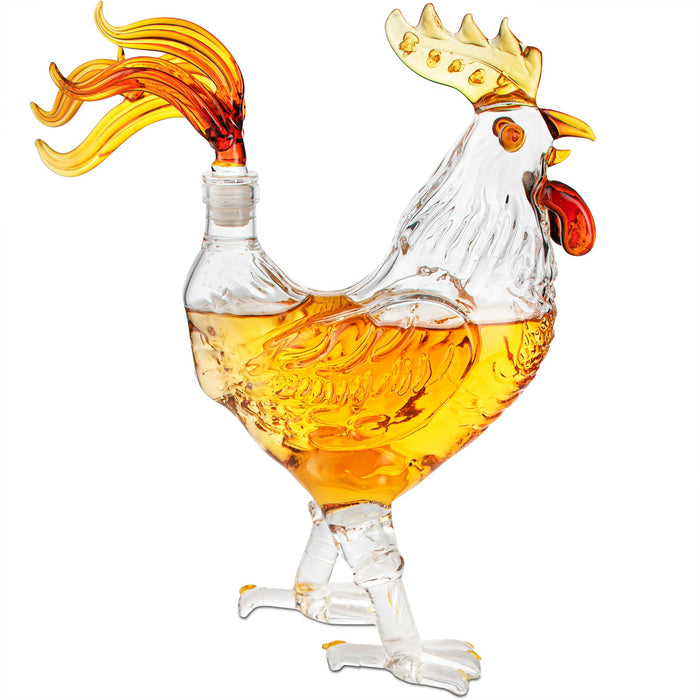 Cock - Chicken Decanter 500ml Whiskey and Wine Decanter - by The Wine Savant, Rooster Glass Decanter For Whiskey, Scotch, Spirits, Wine Or Vodka For Whiskey Lovers