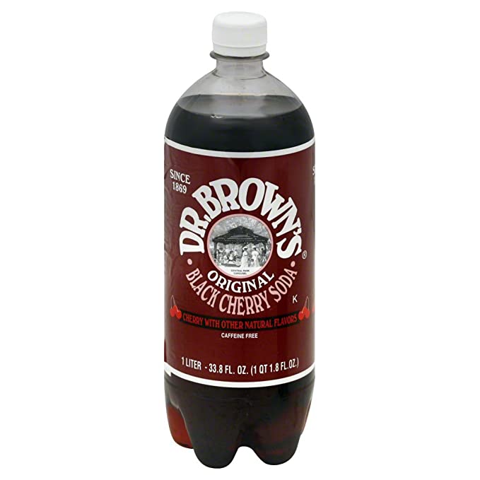 Dr. Brown's Soda (Pack of 12) - Black Cherry Flavor - 33.9 Fl Oz