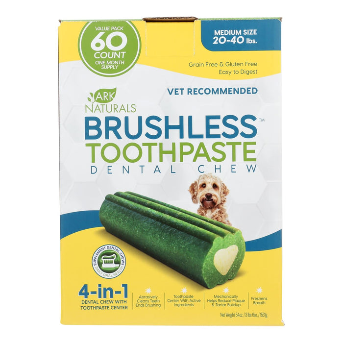 Ark Naturals Brushless Toothpaste Dental Chews for Medium Dogs (60 Count)
