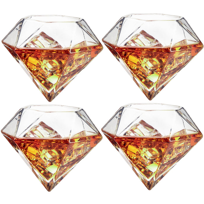 The Wine Savant Diamond Whiskey and Wine Decanter, Great Gift! 750ml With 4 Diamond Glasses and Beautiful Mahogany Wooden Holder Liquor, Scotch, Rum, Bourbon, Vodka, Tequila Decanter