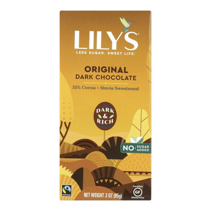Lily's Sweets Dark Chocolate Bar (Pack of 12) - 55% Cocoa, Original 3 oz. Bars