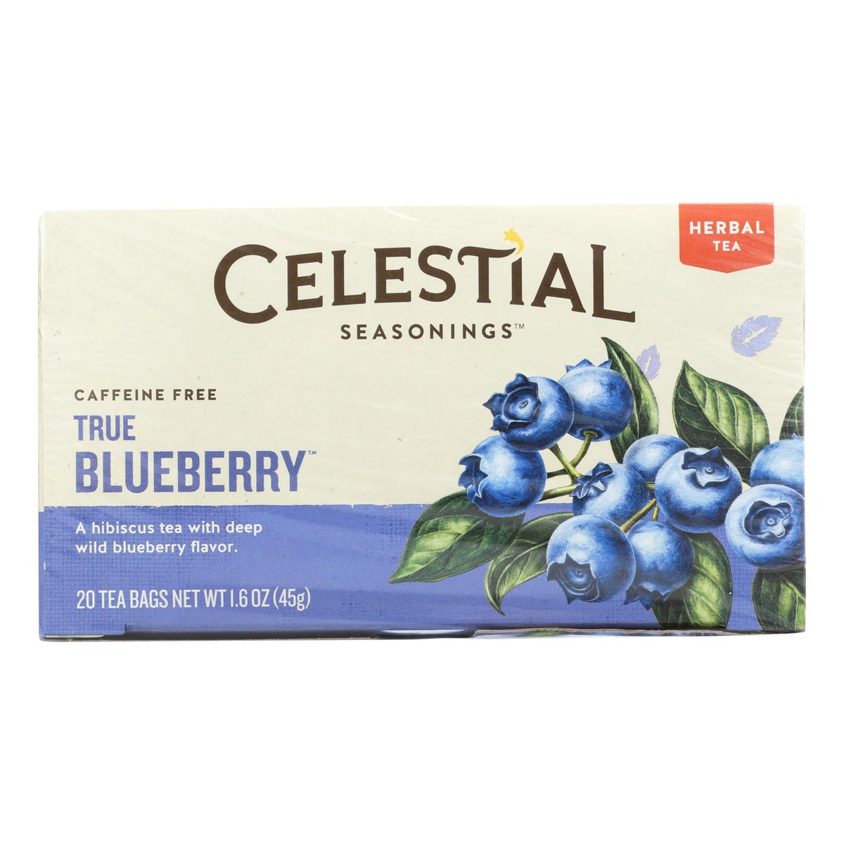 Celestial Seasonings True Blueberry Herbal Tea, Caffeine-Free - 20 Tea ...