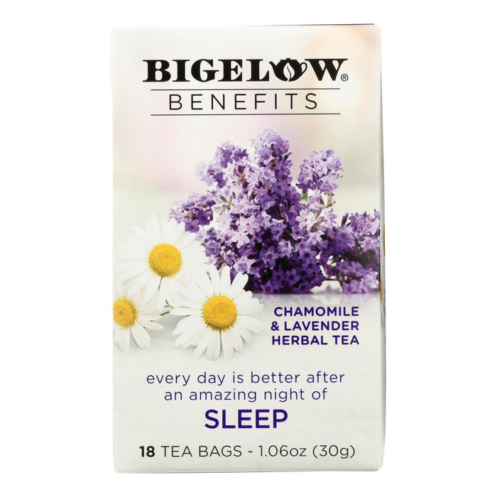 Bigelow Tea Chamomile Lavender Sleep - Calming Herbal Tea (Pack of 6 - 18 Bags)