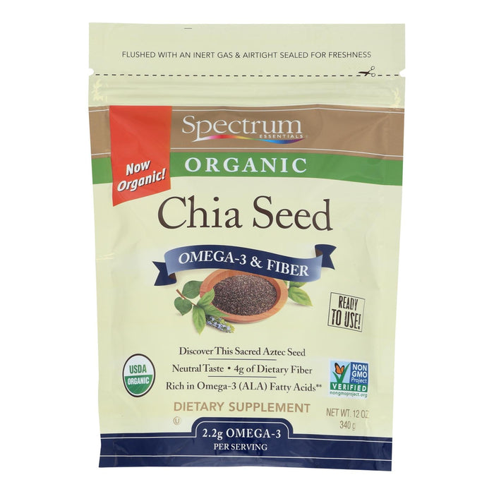 Spectrum Essentials Organic Chia Seeds - 12 Oz. for Omega-3 & Fiber