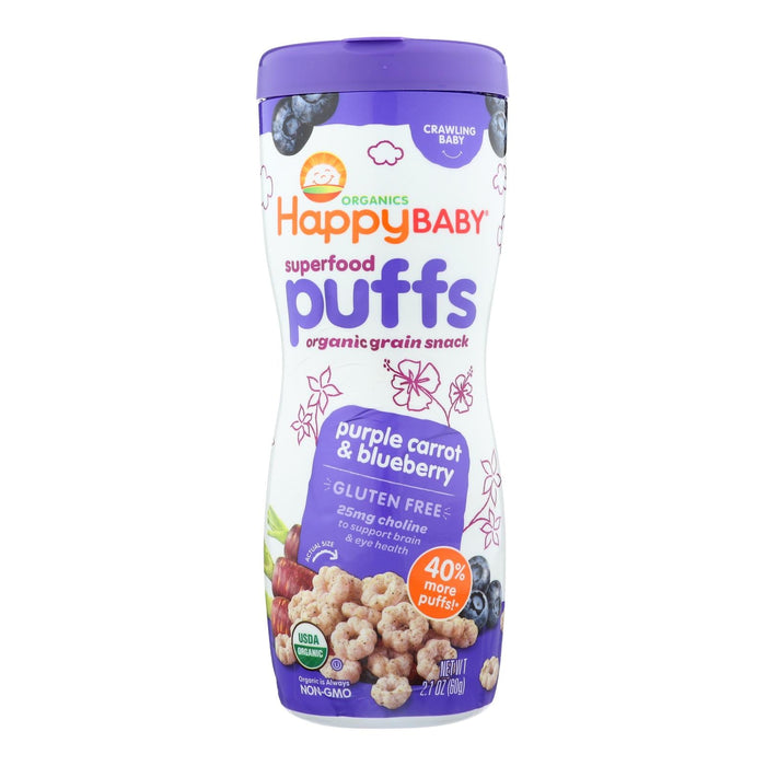 Happy Baby Organic Purple Carrot & Blueberry Happypuffs, 2.1 Oz (Pack of 6)