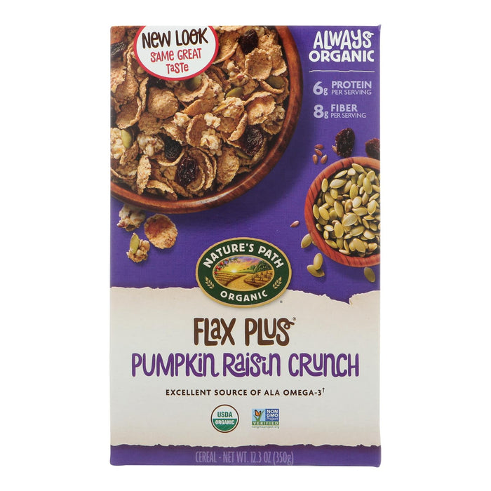 Nature's Path Organic Flax Plus Pumpkin Raisin Crunch Cereal, Wholesome Breakfast Option, 12.35 Oz, Pack of 12