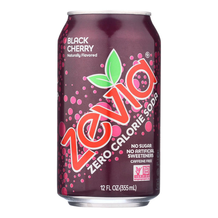 Zevia Zero Calorie Black Cherry Soda, 12 Oz Cans (Pack of 4 six packs)