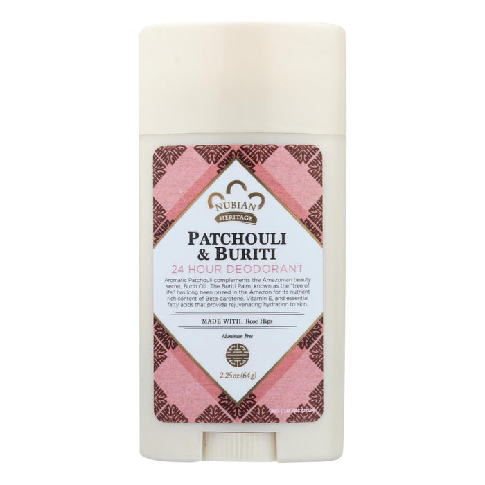 Nubian Heritage Patchouli and Buriti Natural Deodorant for Long-Lasting Freshness (2.25 Oz.)