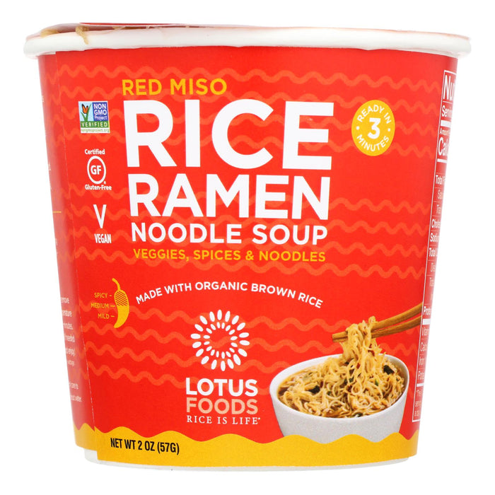 Lotus Foods Red Miso Organic Rice Ramen Noodle Soup (Pack of 6 - 2 Oz.)