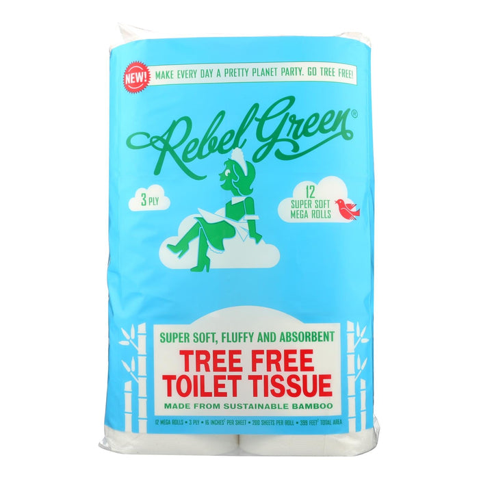 Rebel Green Toilet Tissue, Tree Free, Case of 8