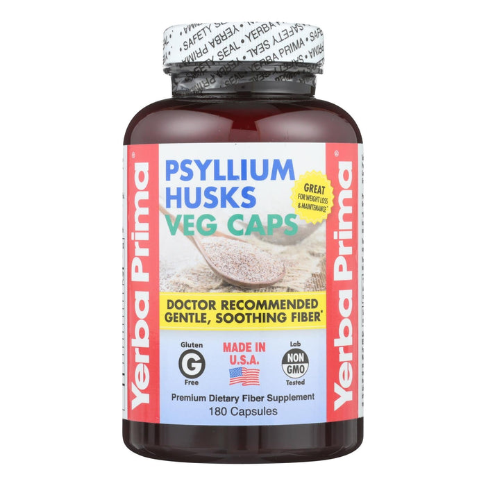 Yerba Prima Psyllium Husks Veg Caps - 625 Mg - 180 Vegetarian Capsules