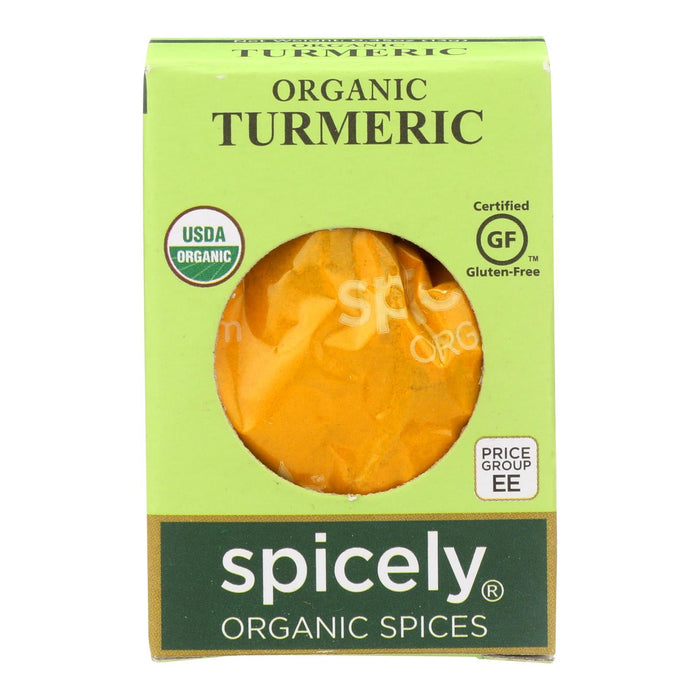 Spicely Organics USDA Certified Organic Turmeric | 0.45 Oz. | Vegan, Non-GMO | Pack of 6