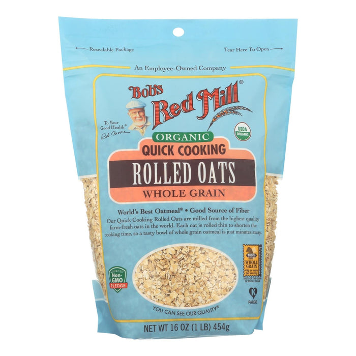 Bob's Red Mill Gluten Free Organic Quick Cooking Rolled Oats - Whole Grain (Pack of 4, 16 Oz)